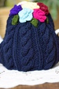 Extra image for Flower Tea Cozy - Navy Blue