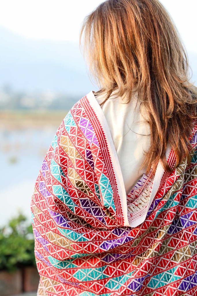Extra image for Radiant - Jisti phulkari shawl