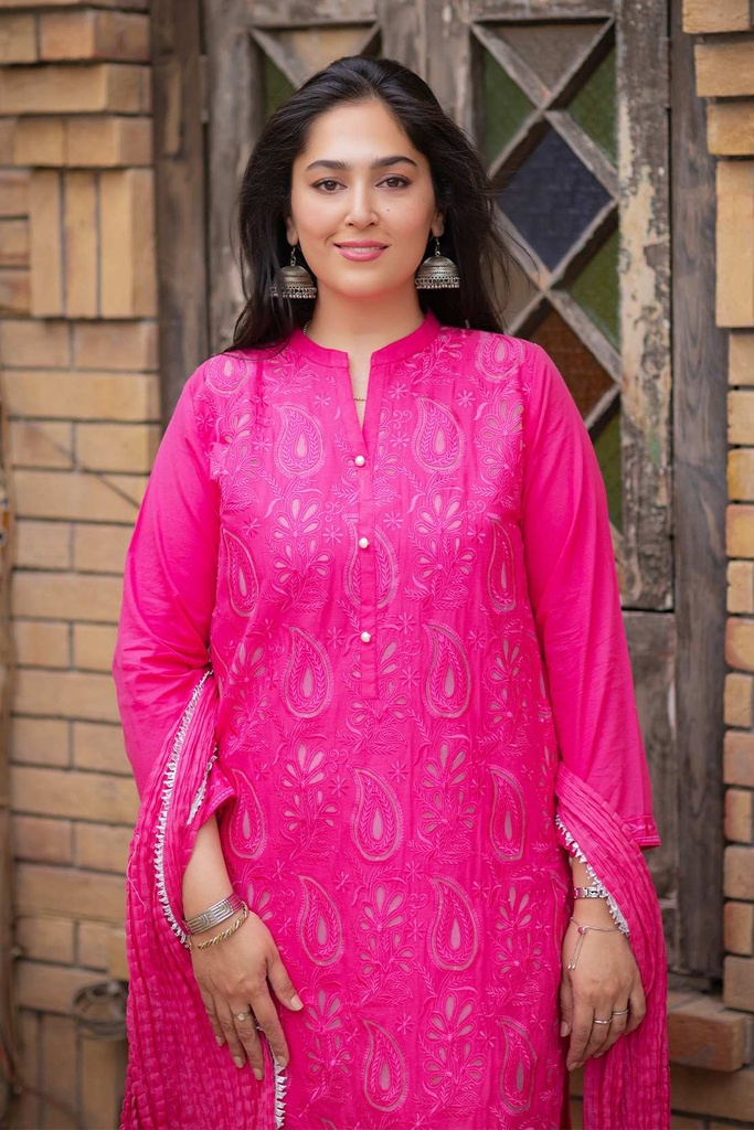 Extra image for Fuchsia Embroidered Kurta