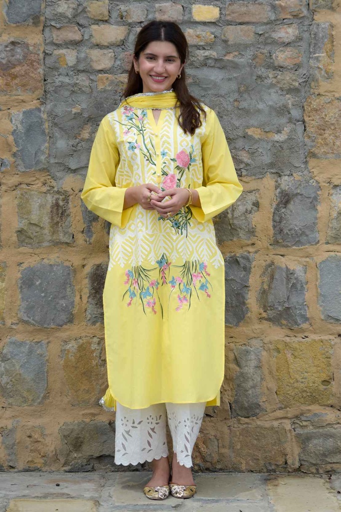 Extra image for Yellow Applique Kurta