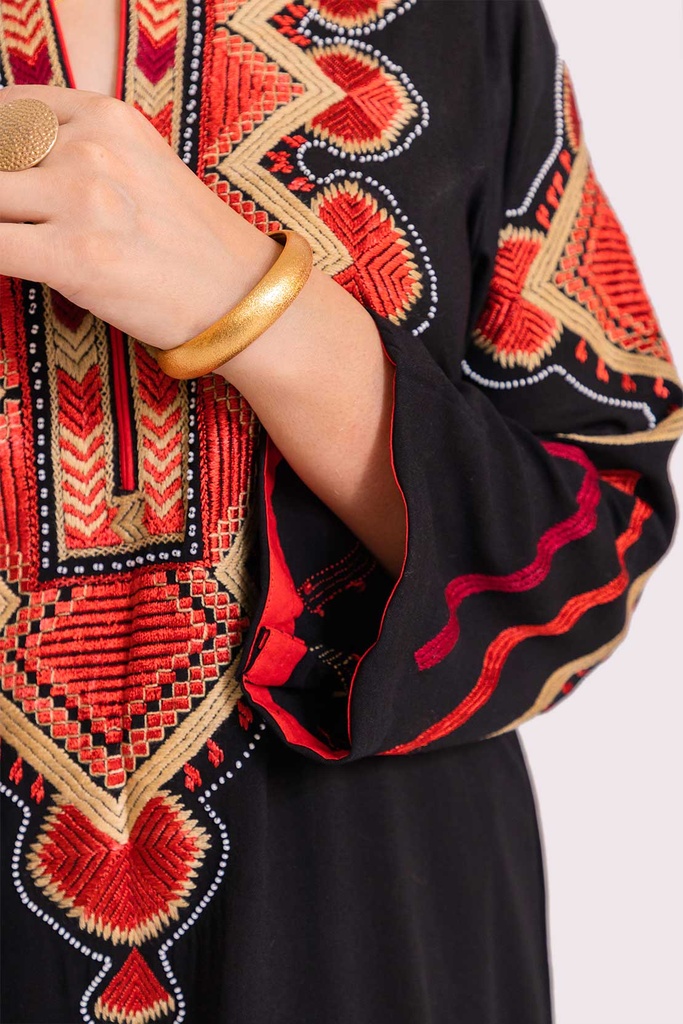 Extra image for Hand Embroidered Black  Kurta