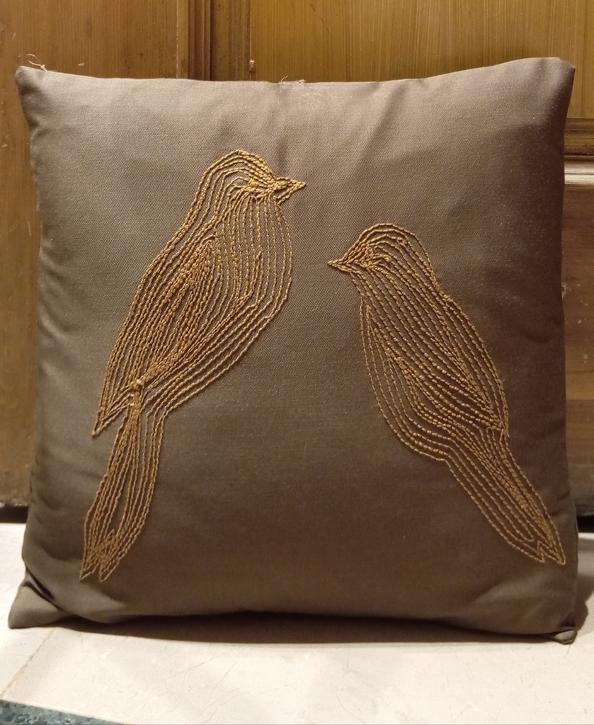 Embroidered Sparrow cushion