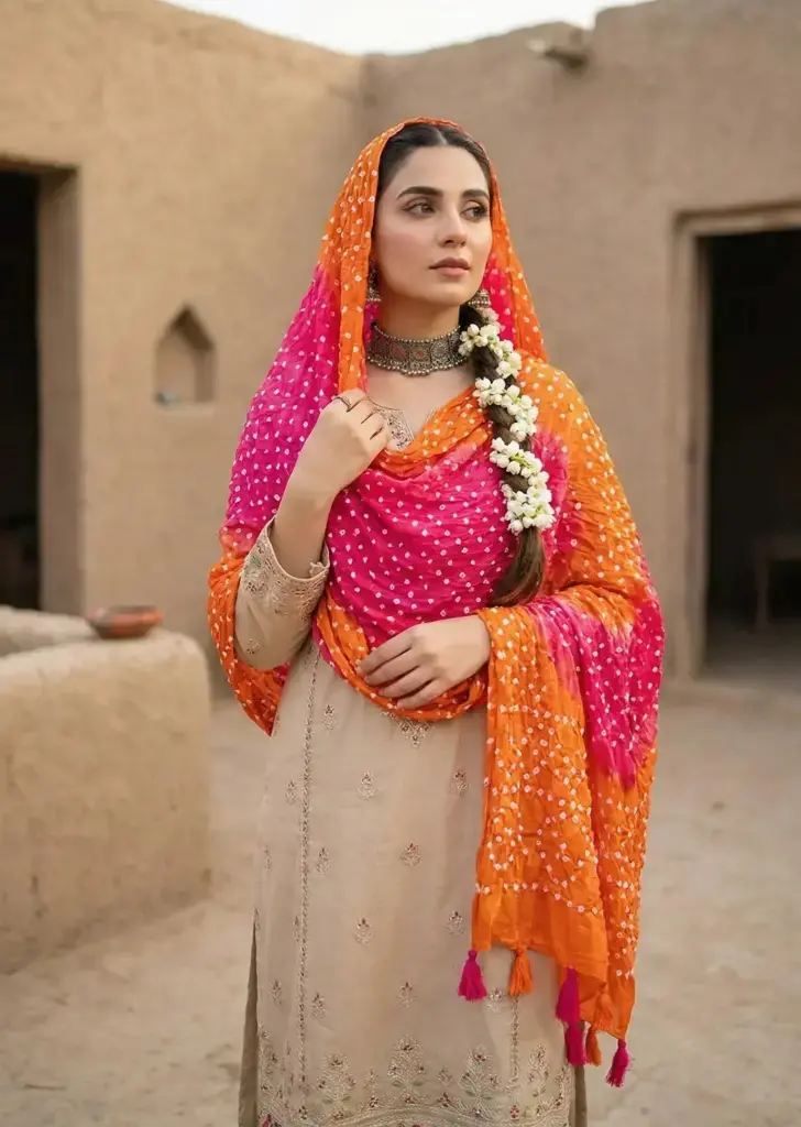 [VC-KD00002] Hand Knotted Chunri Dupatta Multicolored  Perfect as Dupatta, Scarf, or Stole. Cool, Cultural, and Classy for Both Western and Desi Looks!.webp