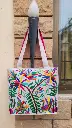 [VC-RK00067] Limited Edition Colorful Hand Embroidered Tote Bag  Depicting Tropical Birds, Flowers, and Lush Greenery.webp
