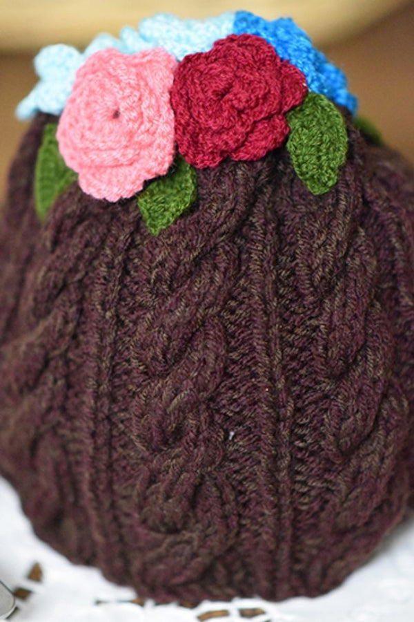 Extra image for Flower Tea Cozy - Chocolate Brown