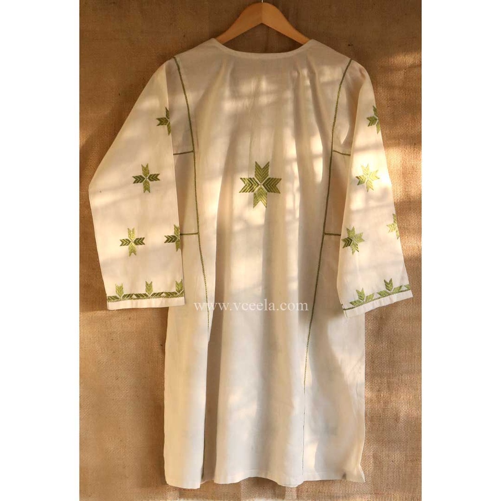 Off white hand embroidered kurta