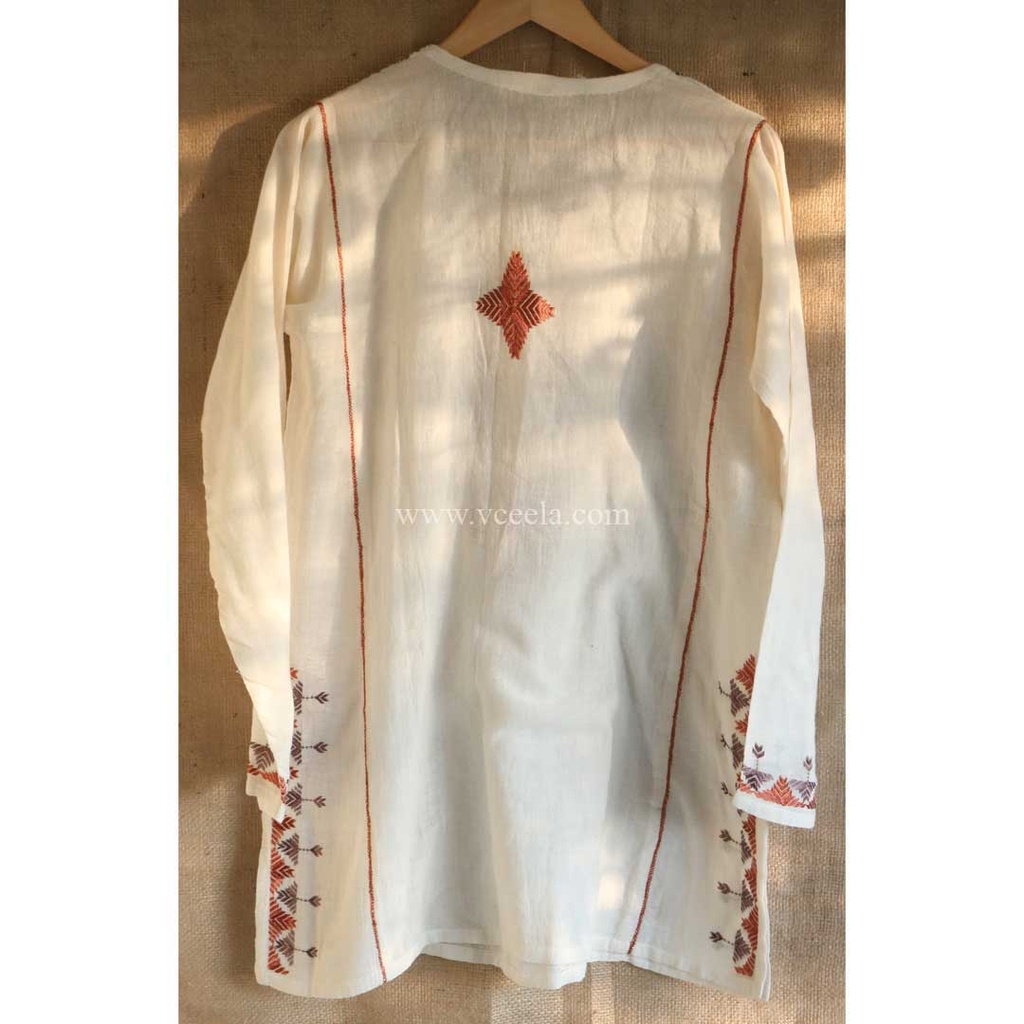 Off white hand embroidered kurta