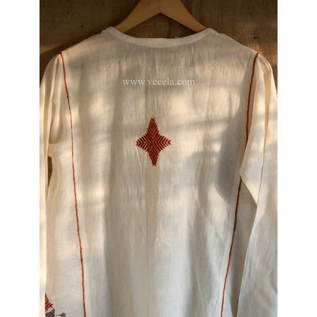 Off white hand embroidered kurta