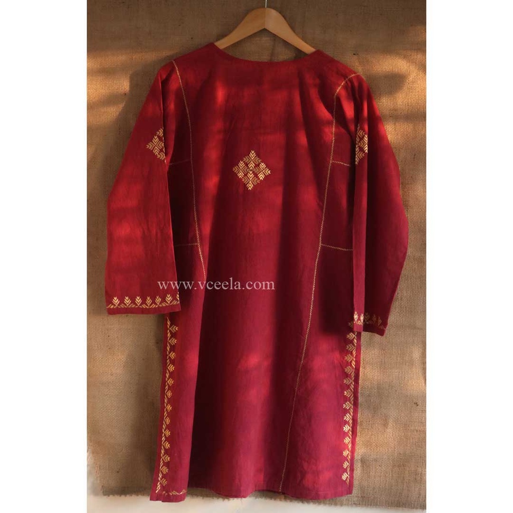 Off white hand embroidered kurta