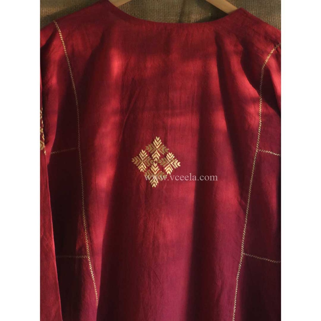 Off white hand embroidered kurta