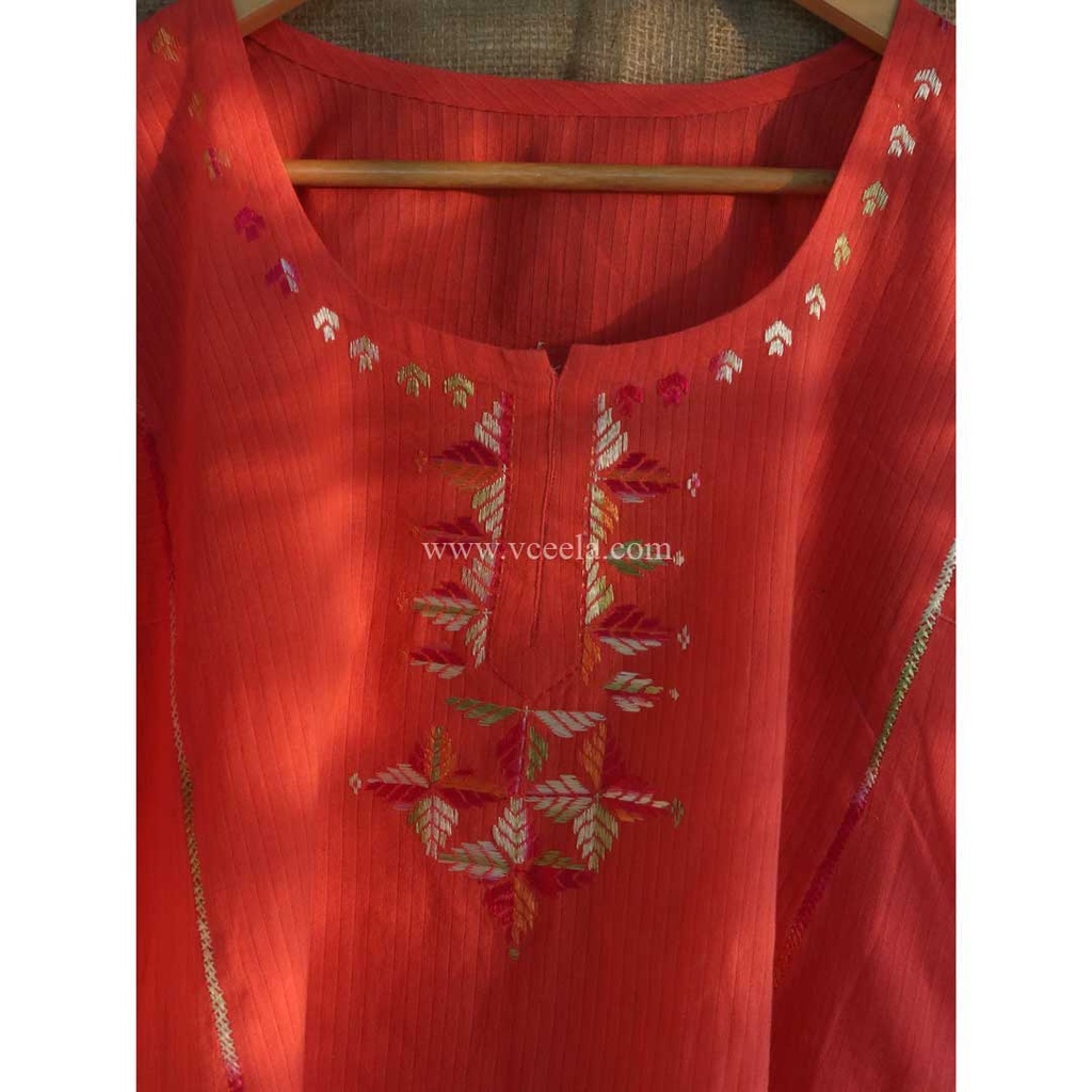 Off white hand embroidered kurta