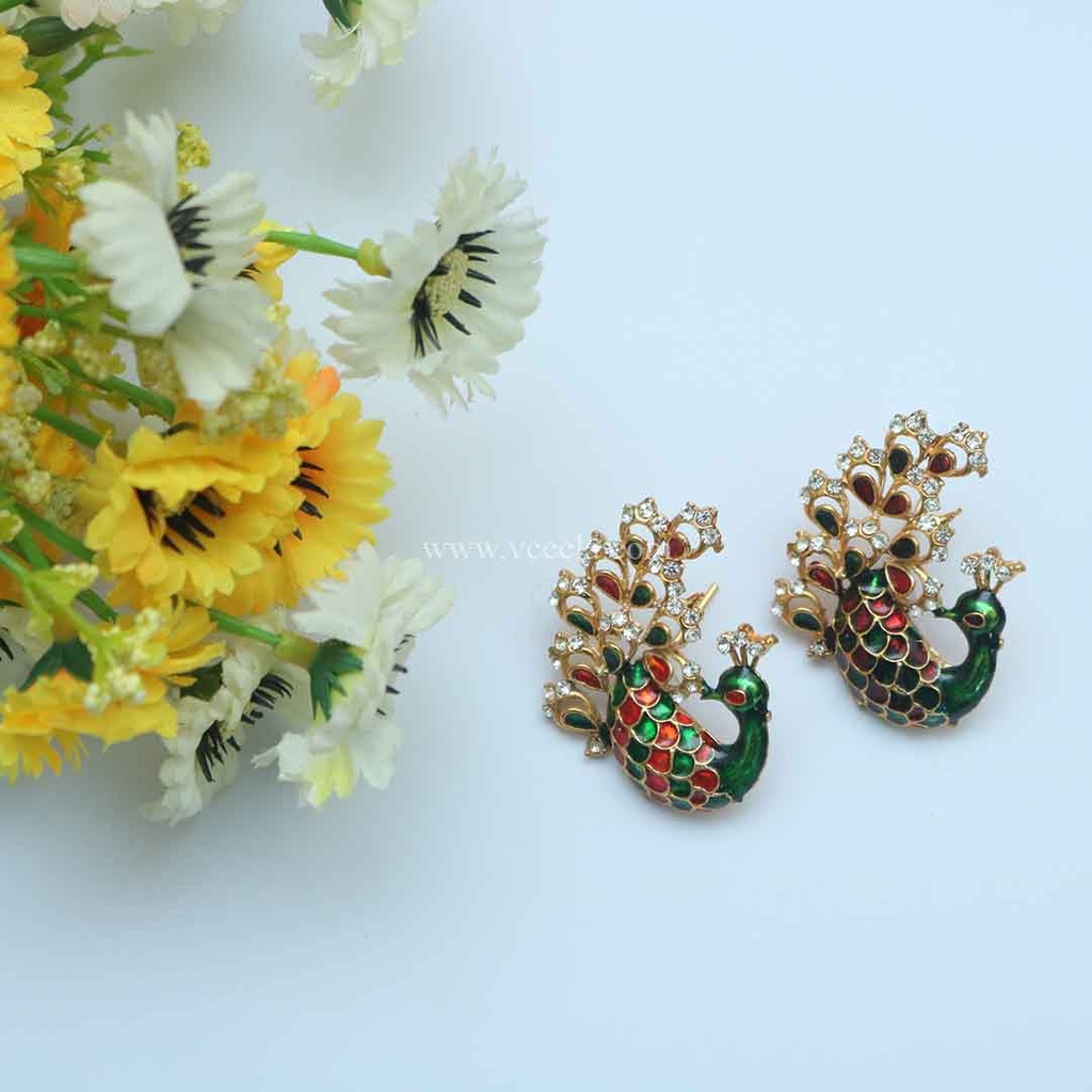 Peacock Tops Earrings - Kundan Jewellery