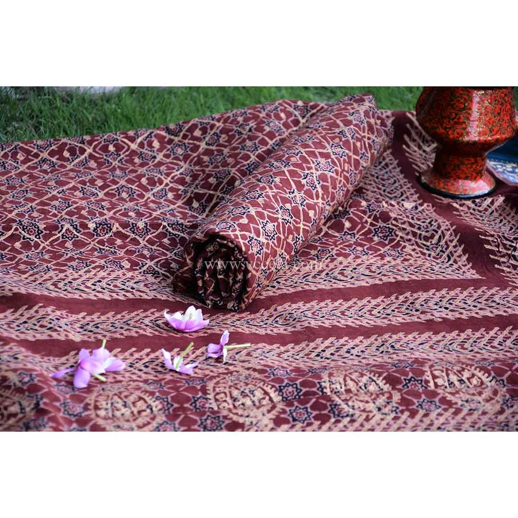 Gold work Ajrak - 2 Piece Suit   