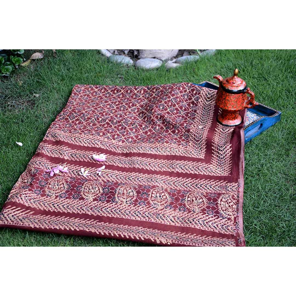 Gold work Ajrak - 2 Piece Suit   