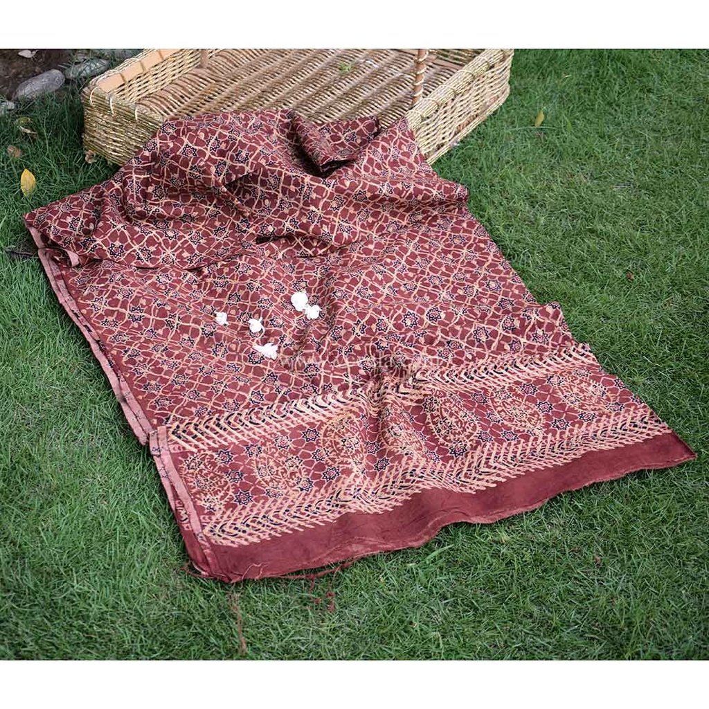 Gold work Ajrak - 2 Piece Suit   