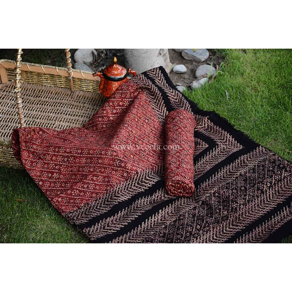 Gold work Ajrak - 2 Piece Suit