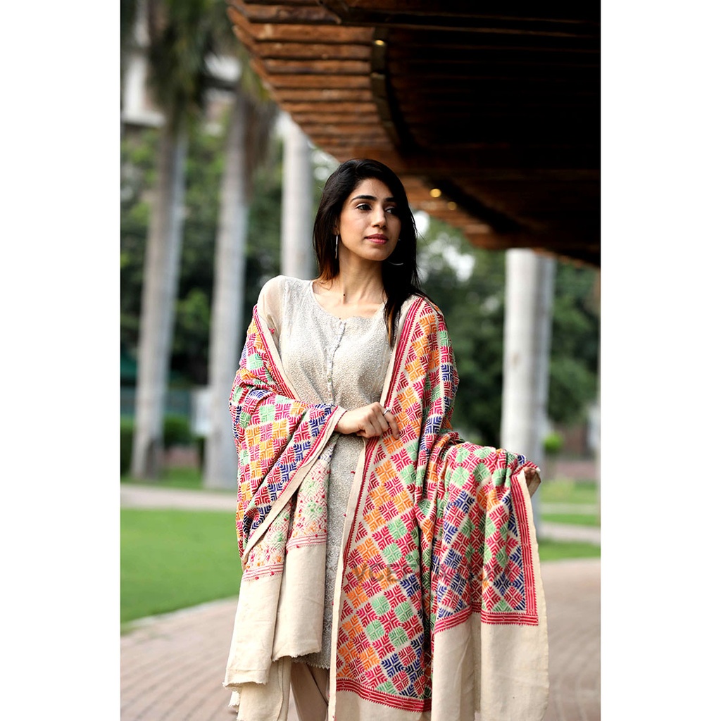 Embroidered Phulkari Shawl