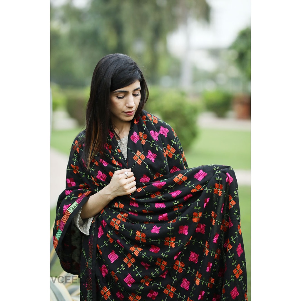 Embroidered Phulkari Shawl
