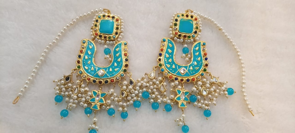 Multicolored Gold Plated Silver Earrings with Pearls