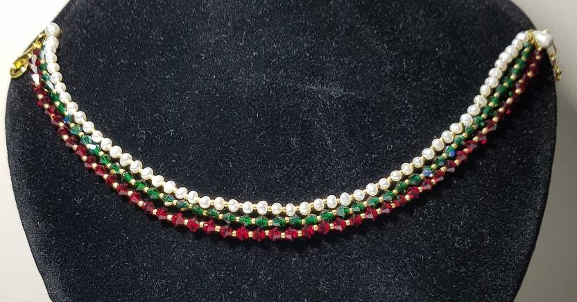 Braided pearls and Swarovski set IMG # 3