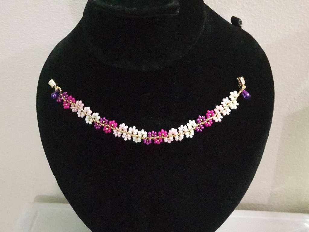 Pink gradient half daisy bracelet IMG # 1