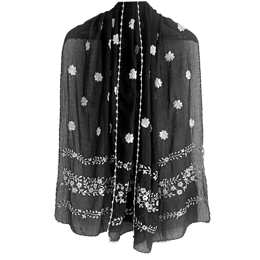 Hand Embroidered Cotton Scarf IMG # 1