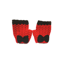 Red & Black Crochet Fingerless Ladies Gloves