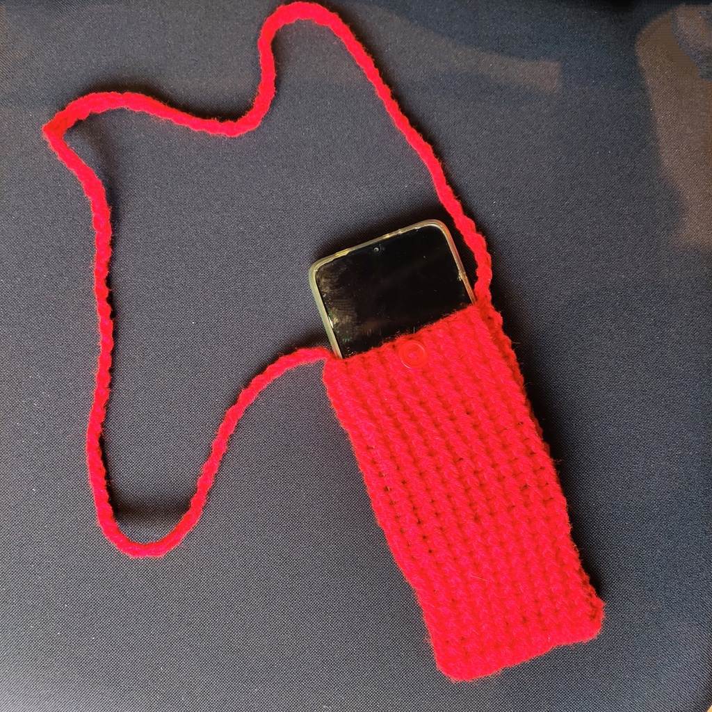 Red Crochet Mobile Pouch