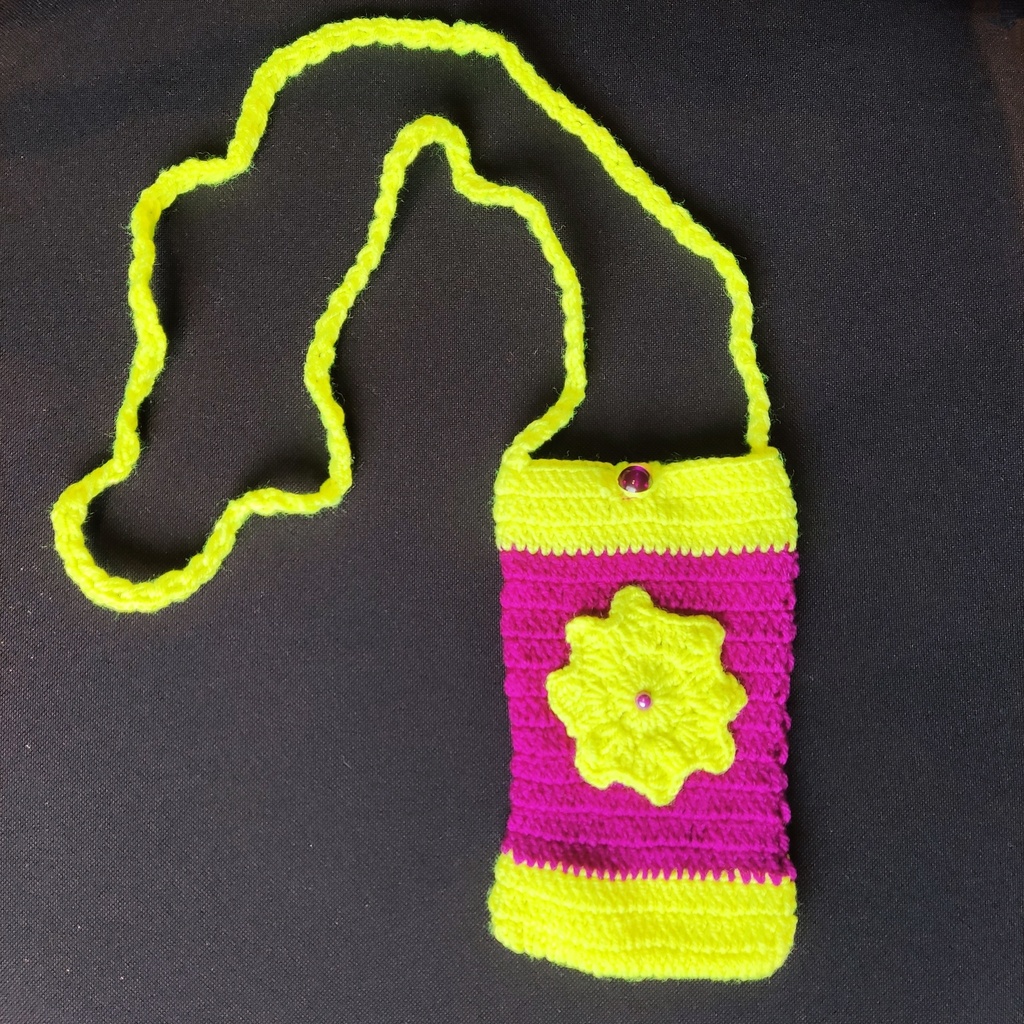 Floral Crochet Mobile Pouch