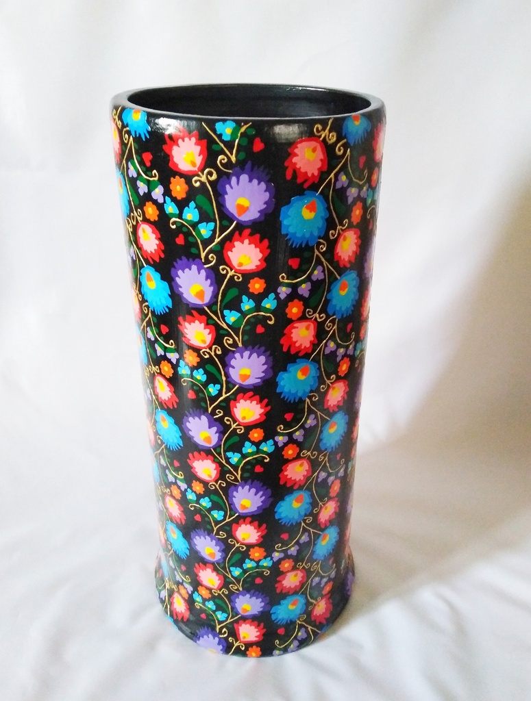 Black Handpainted Vase