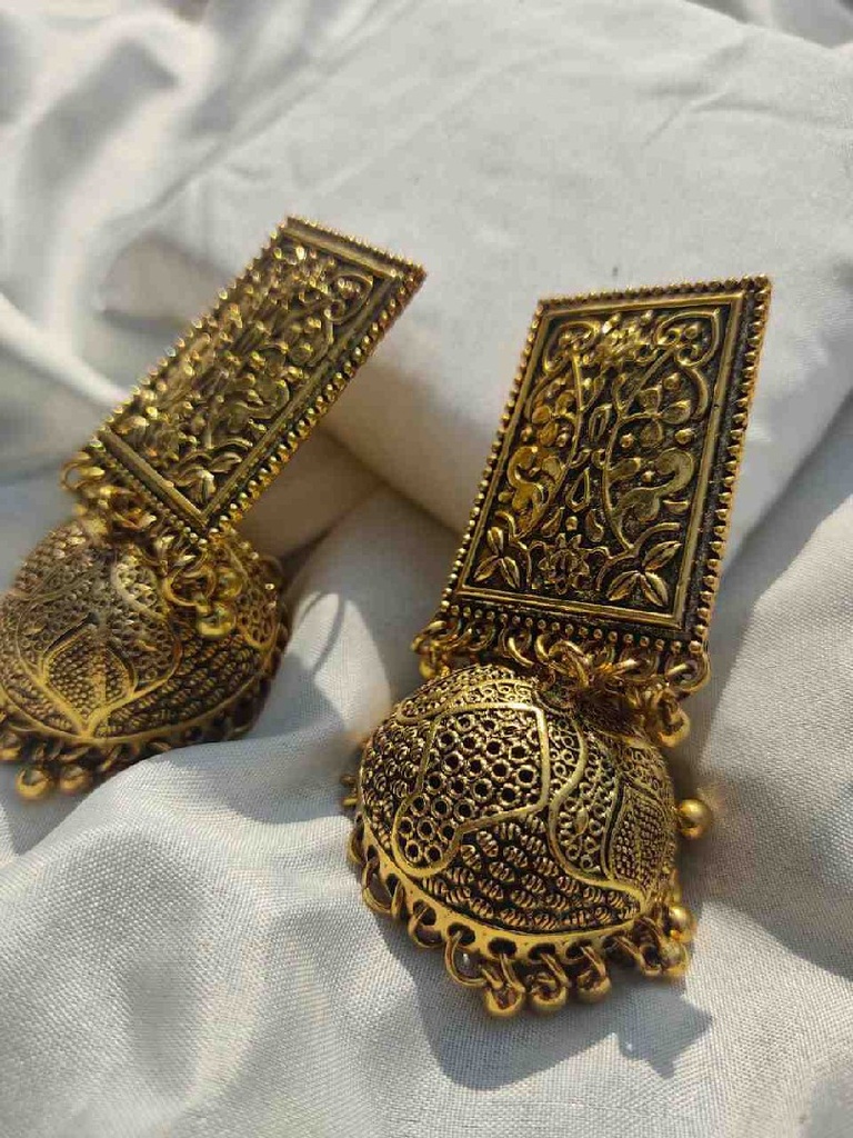 Antique oxidized Jhumkay Earrings  - Duplicate IMG # 1
