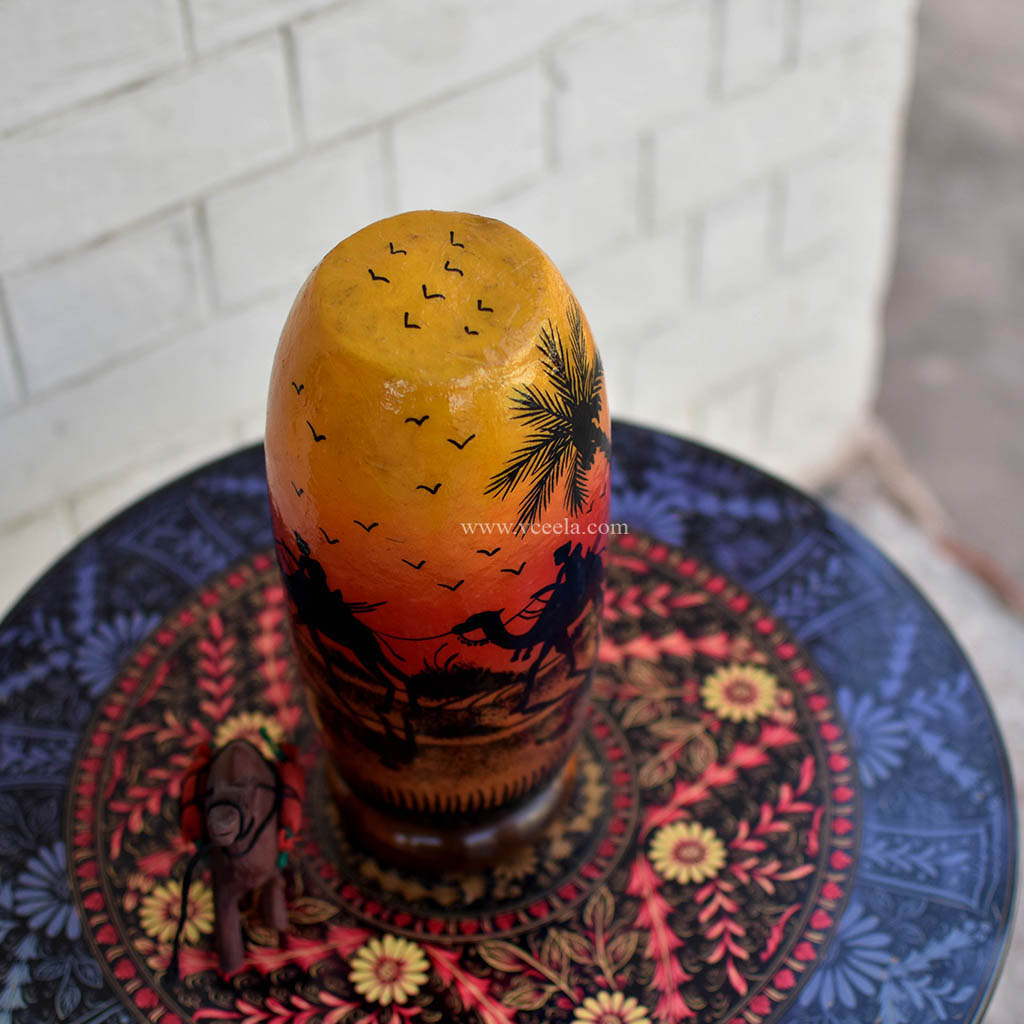 Hand Painted Camel Skin Lamp