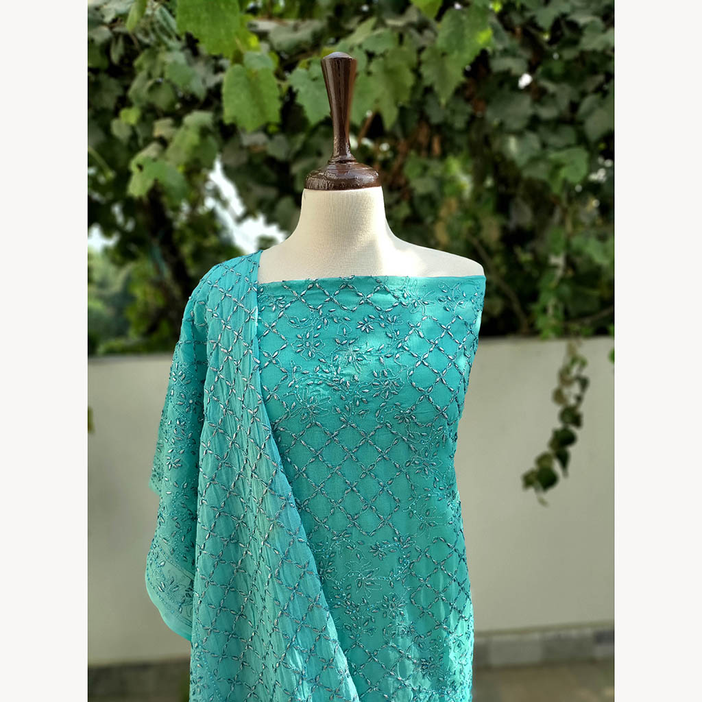 16. 2pc unstitched kameez dupatta set