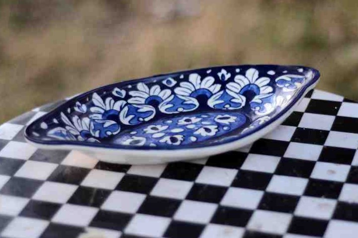 Blue pottery Salad dish  - Duplicate IMG # 1