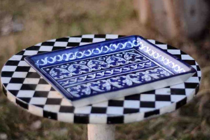 Blue pottery Fruit Dish  IMG # 1