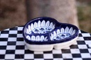 Blue pottery Heart shape small dry fruit tray IMG # 1