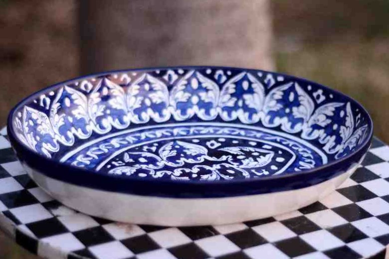 Blue pottery Fruit Dish  IMG # 1