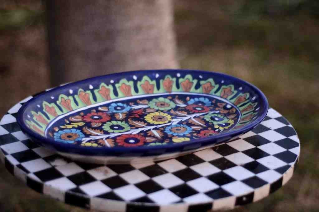 Blue pottery Fruit Dish   - Duplicate IMG # 1