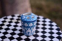 Blue pottery Pen holder / Brush holder IMG # 1