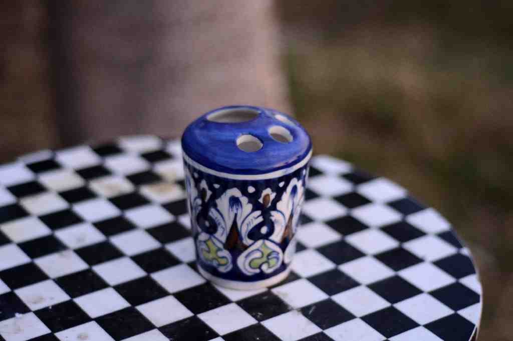 Blue pottery Pen holder / Brush holder  - Duplicate IMG # 1