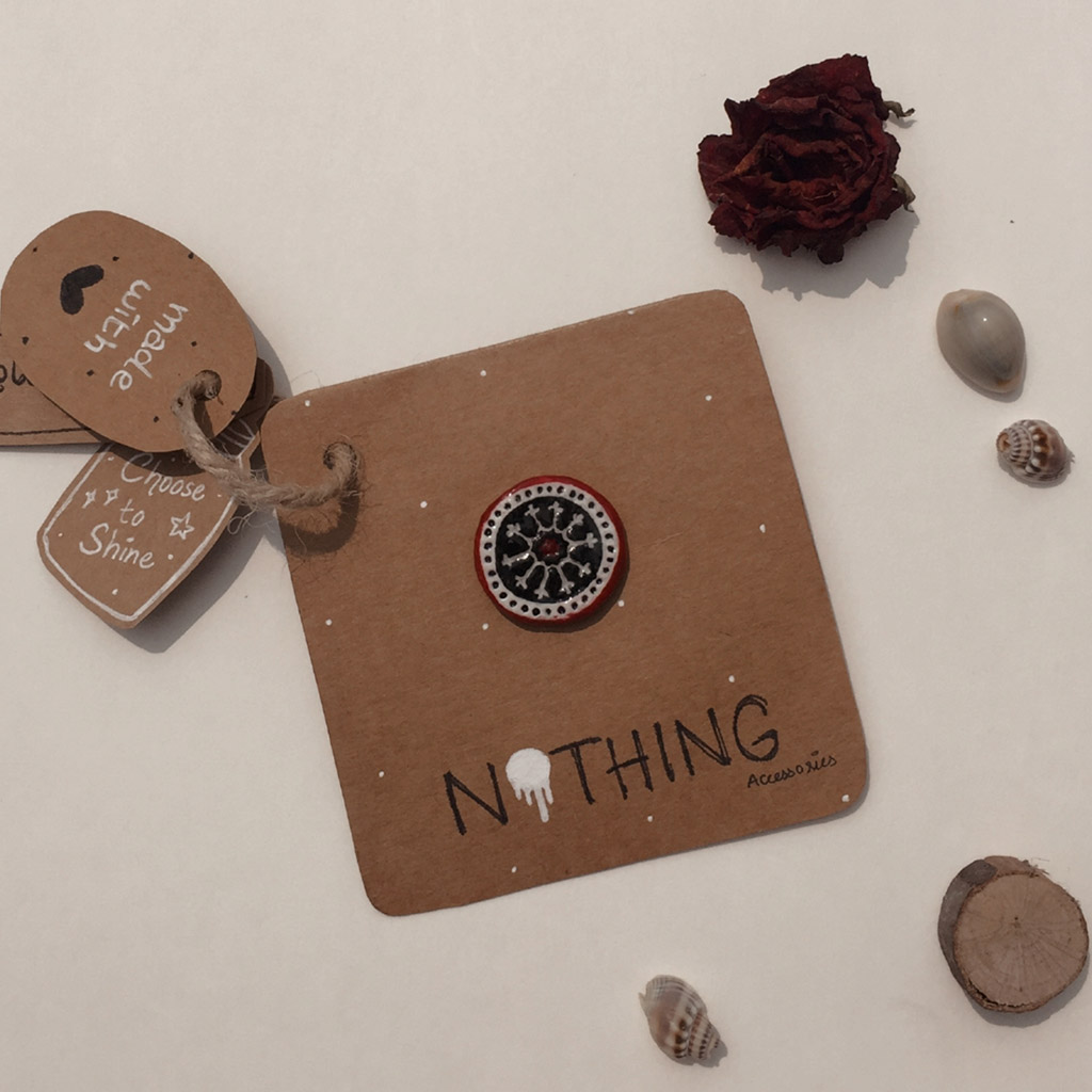 ajrak round brooch/pin