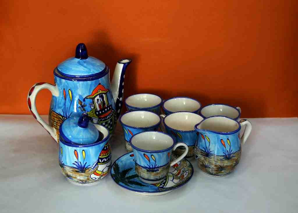 Blue Pottery Tea Set