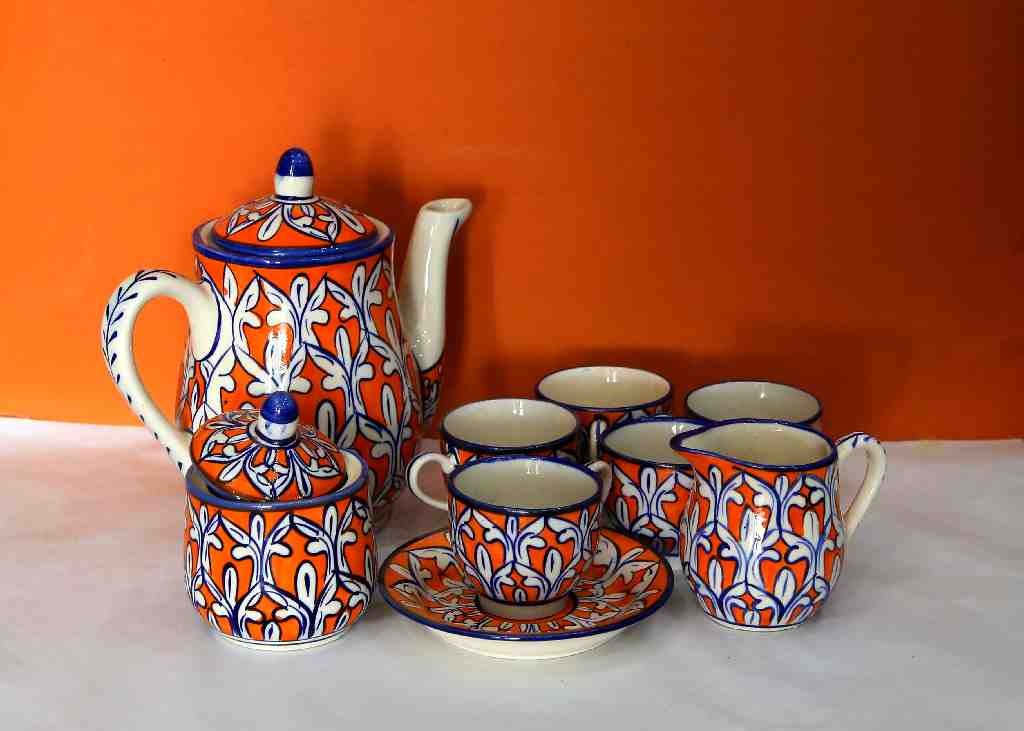 Blue Pottery Tea Set