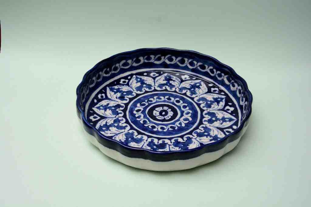 Blue Pottery Apple Dish