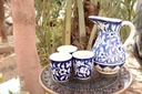 Blue Pottery 6 Glass Water Set