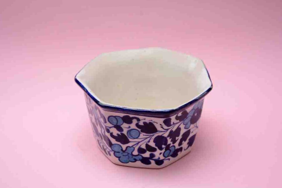 Blue Pottery Hexagon Planter