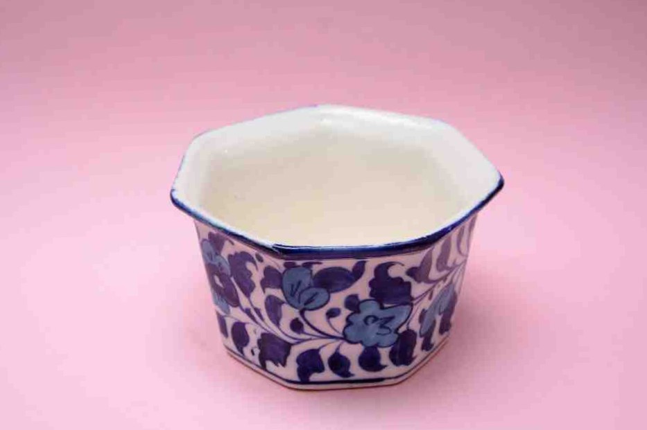 Blue Pottery Hexagon Planter