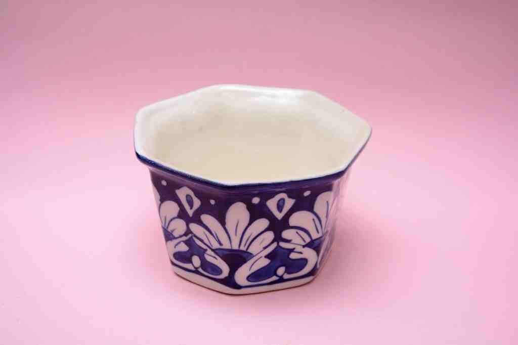 Blue Pottery Hexagon Planter