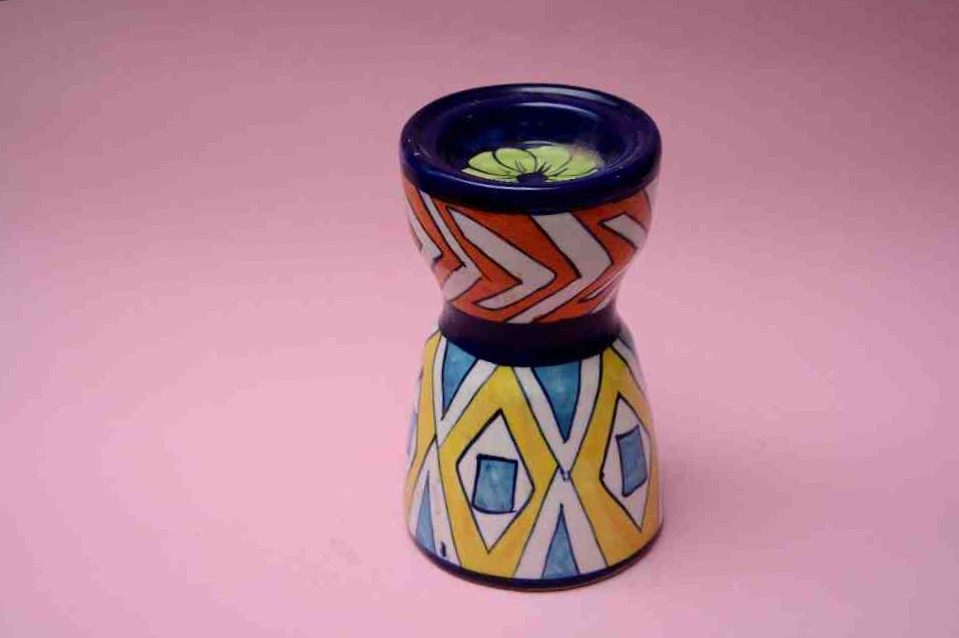 Blue Pottery Candle Stand