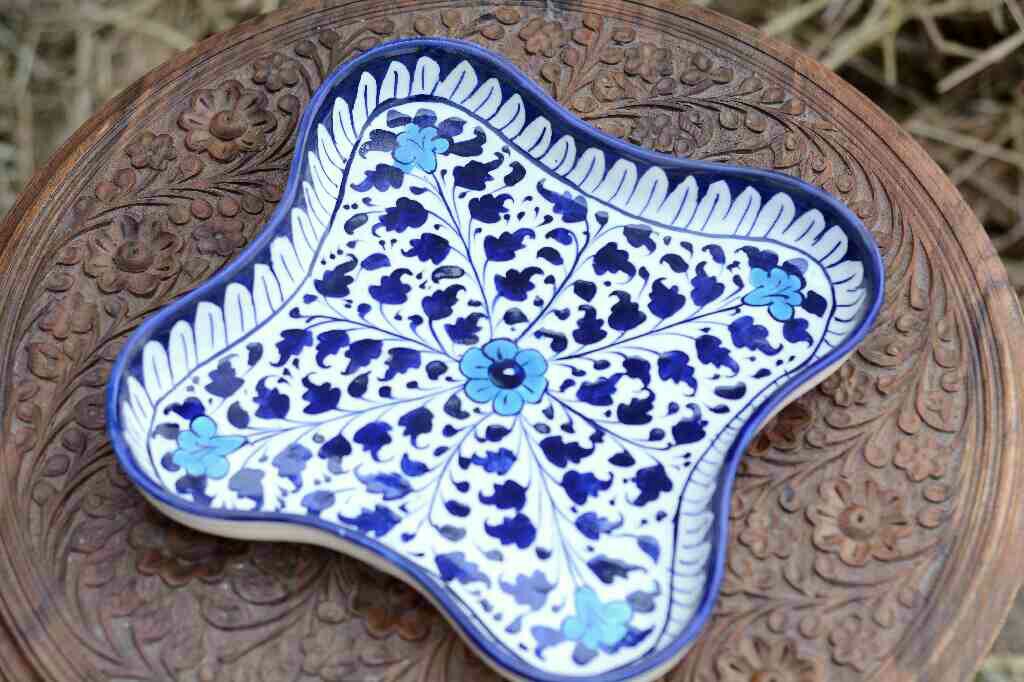 Blue Pottery Star Shape Serving Dish